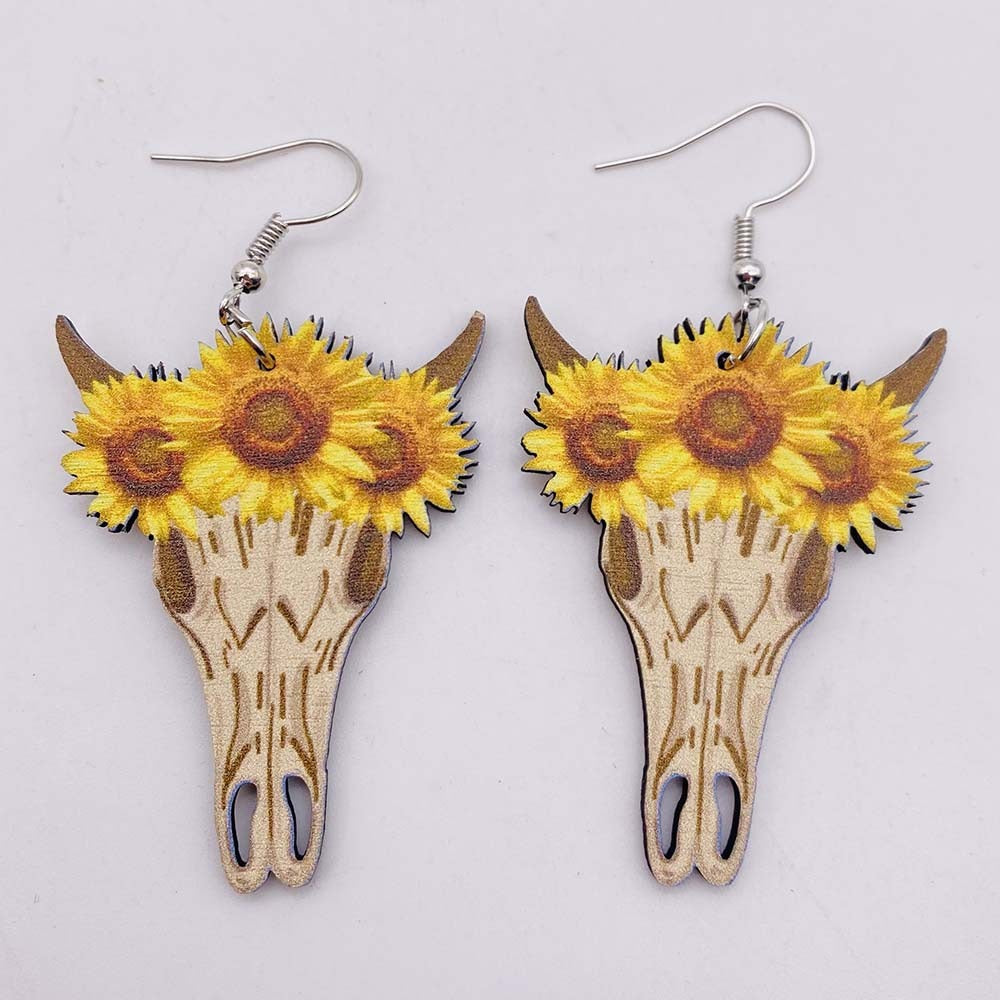 Western Cowboy Wooden Earrings