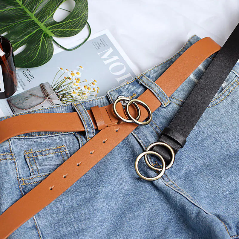 2021 Chic Round Buckle Leatherette Belt