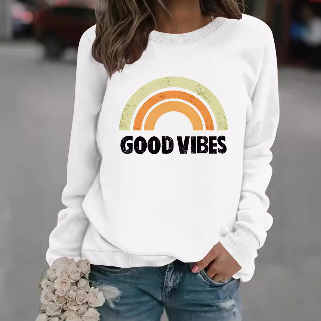 GOOD VIBES Printed Hooded Sweatshirt