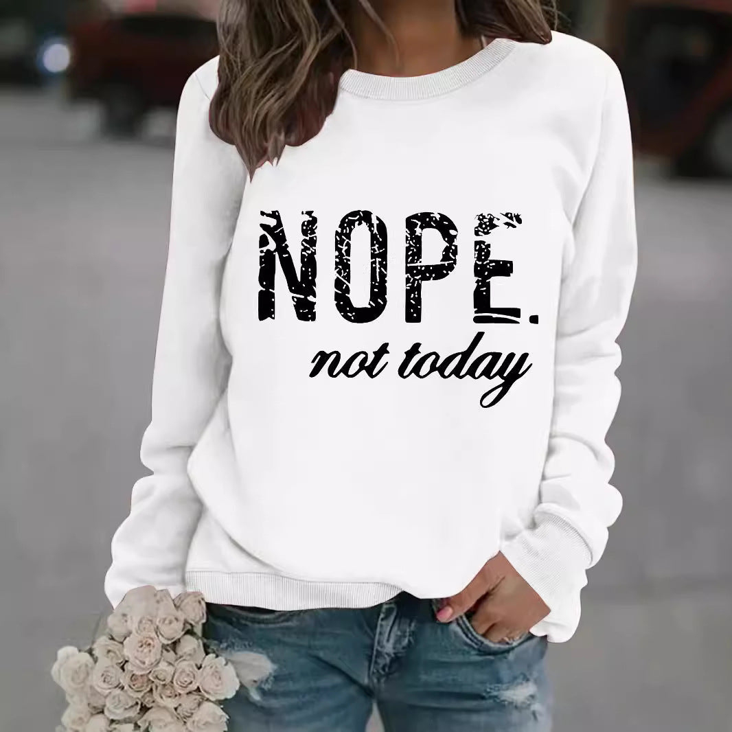 Round-neck NOPE slogan print sweatshirt