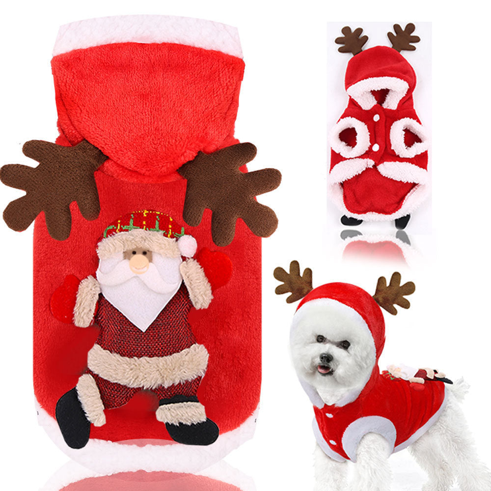 Winter warm pet dog reindeer clothing Christmas