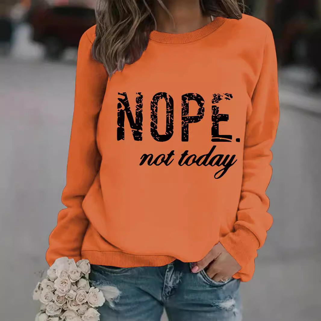Round-neck NOPE slogan print sweatshirt