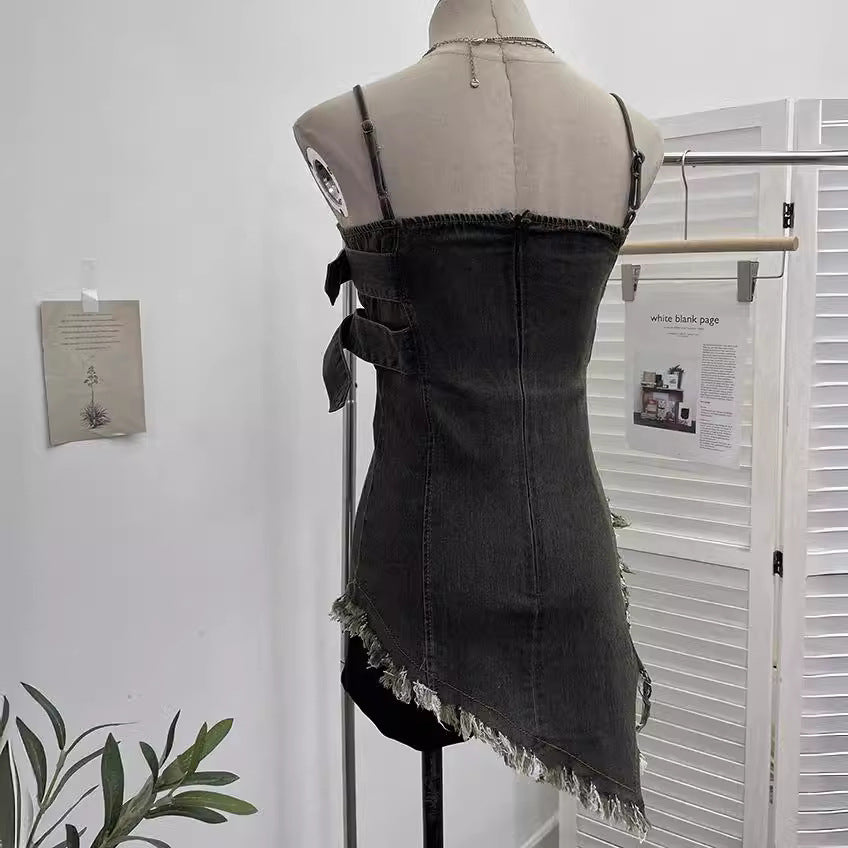 Cowboy strapless sleeveless irregular short camisole vest