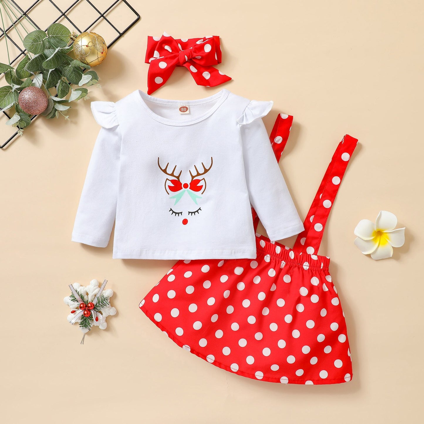 3Pcs Christmas Little Girls Outfit,