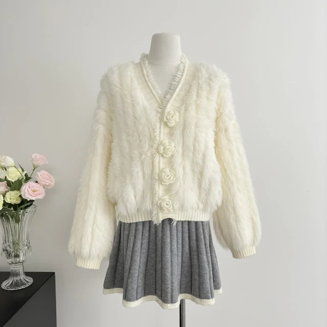 V-Neck Knitted Cardigan