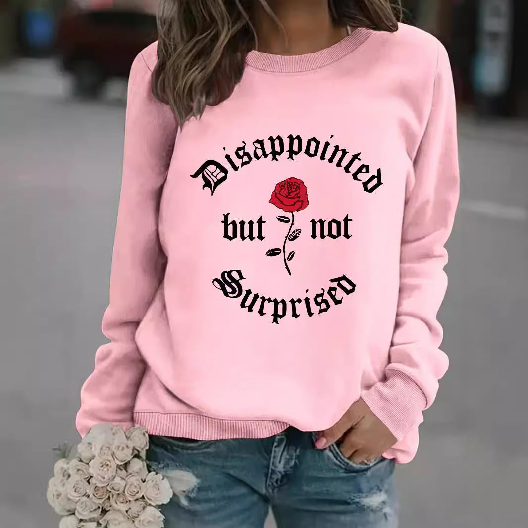 Disappointed rose print pullover sweatshirt