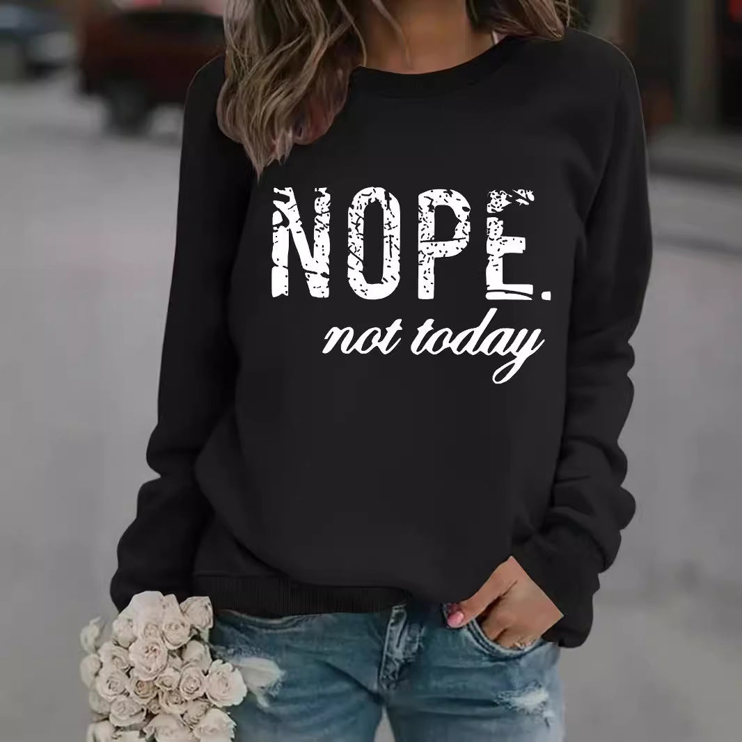 Round-neck NOPE slogan print sweatshirt