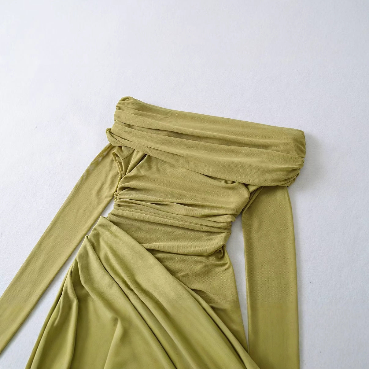 Mesh Splicing One-Shoulder Dress