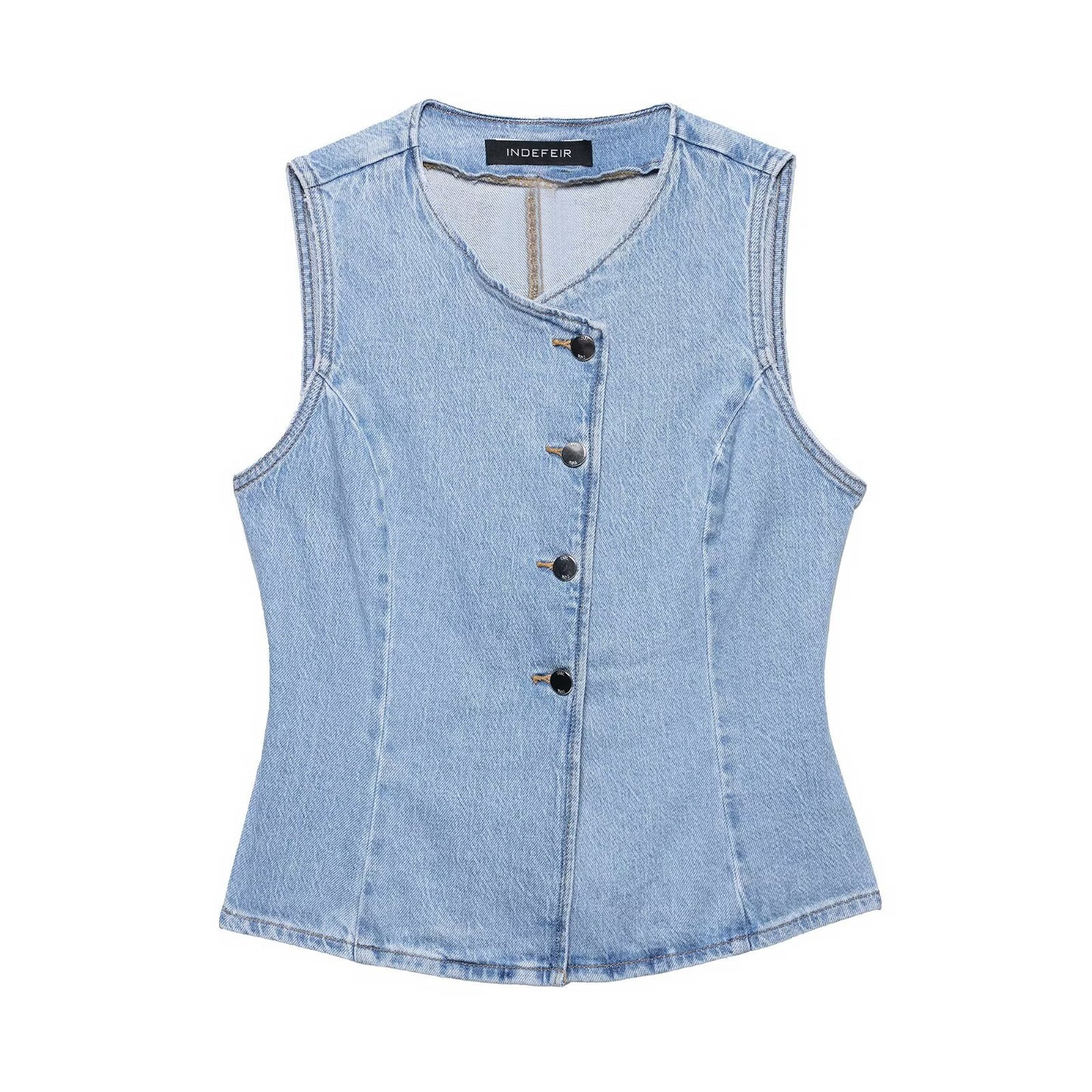 Cowboy vest+denim skirt set for women