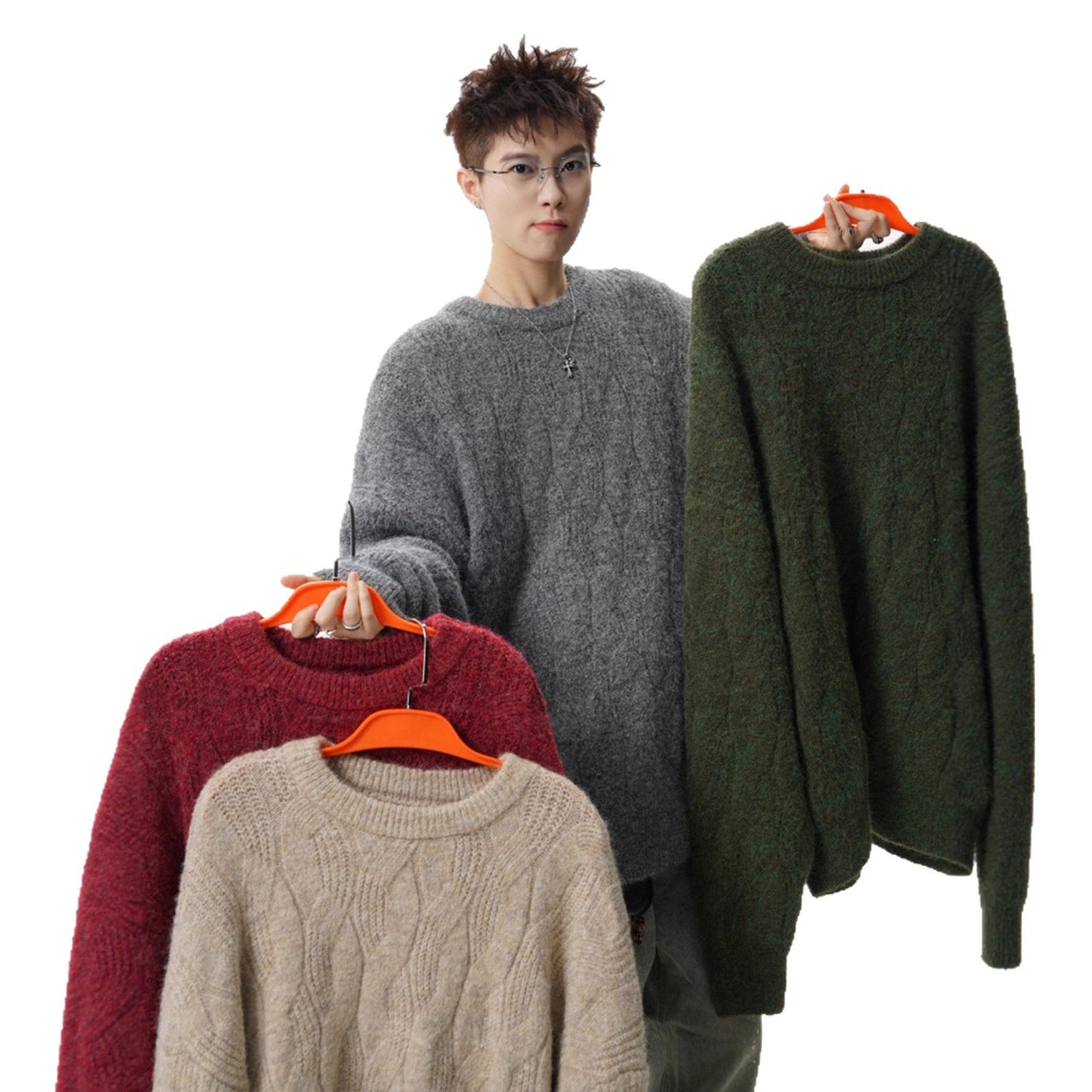 Style Cable Knit Crewneck Sweater