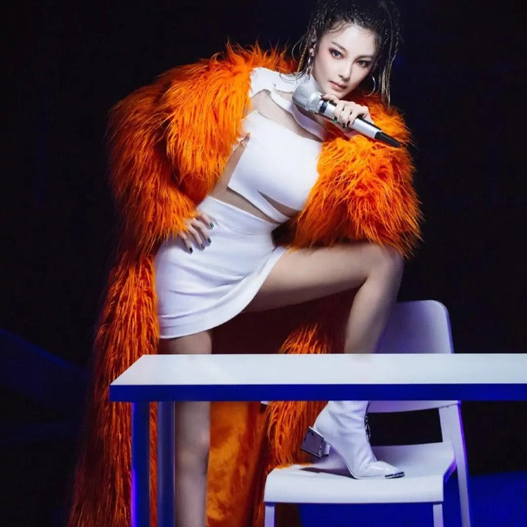 Imitation Fur Costume Lapel Artificial Wool Extended Coat
