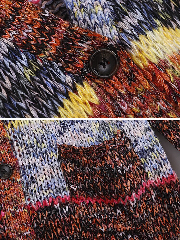 Hit Colour Spliced Single Breasted Coat