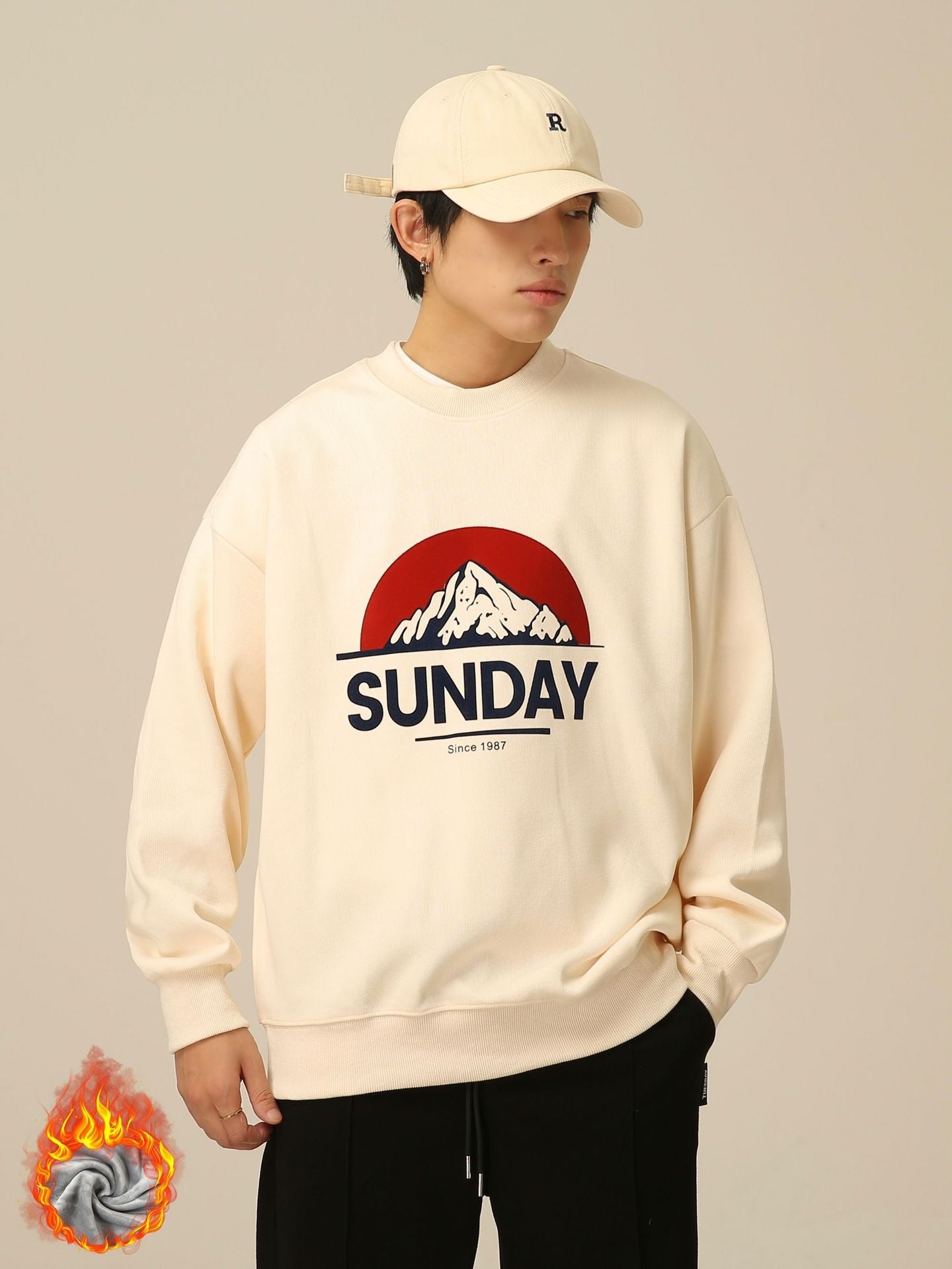 TPYSTART American Retro Round Neck Sweater Men's Fashion Loose Thin Casual High Street Washed Tops Unisex Model