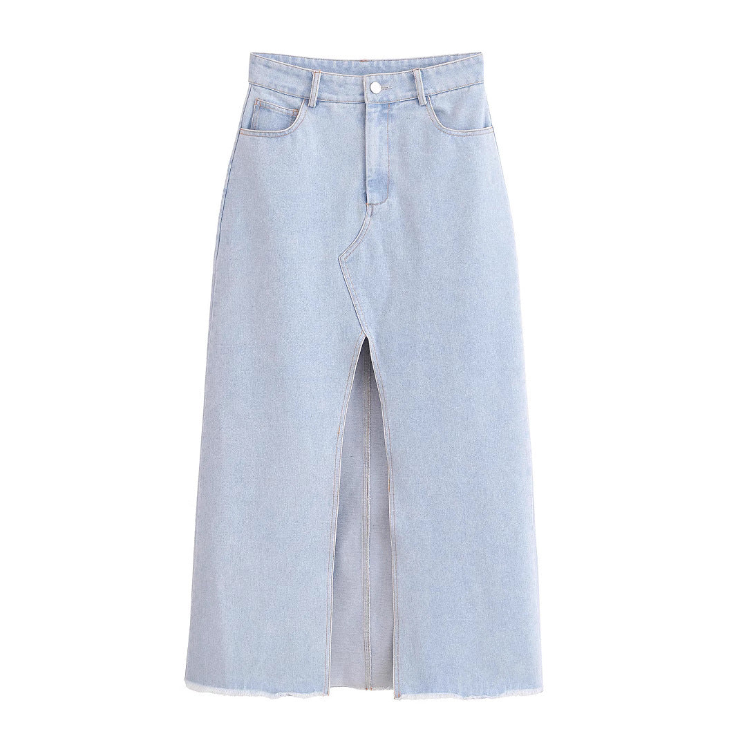 Cowboy vest+denim skirt set for women