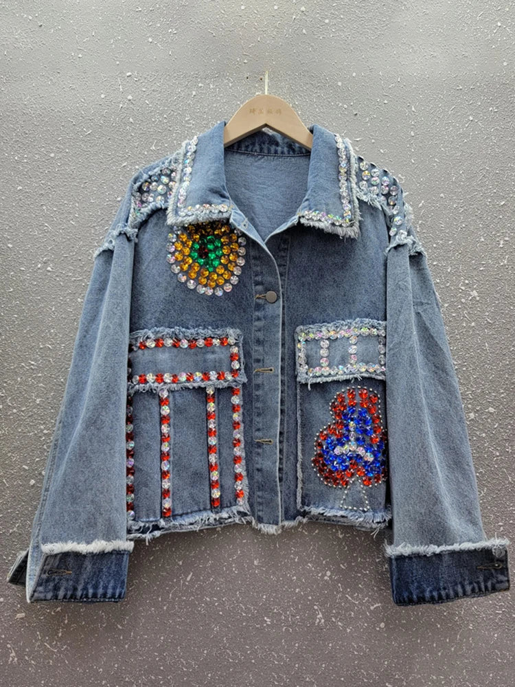 Spliced Diamonds Denim Jacket