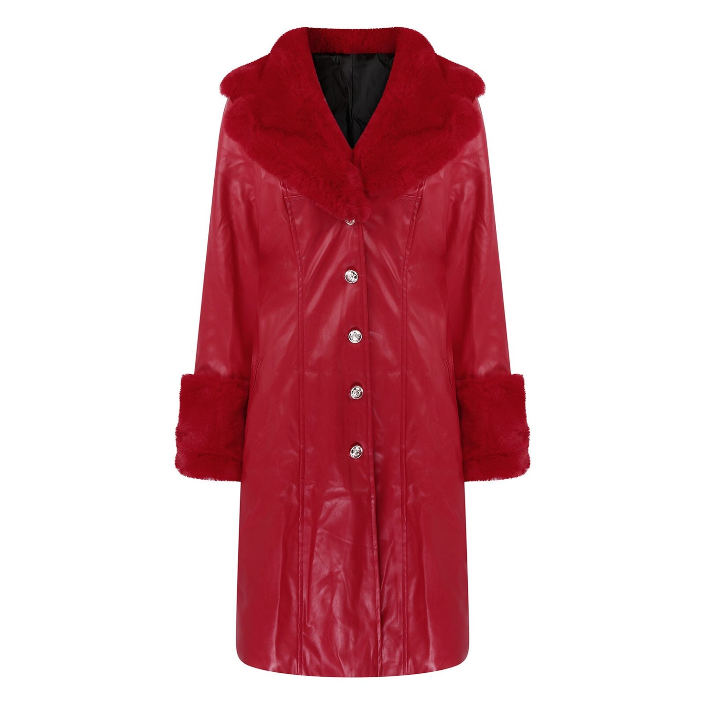 Splice Large Fur Collar Zipper Coat