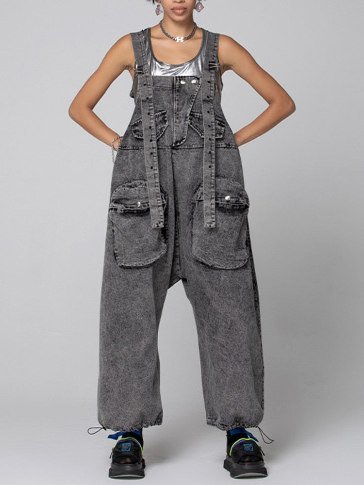 Trendy Ladies Denim Bibs Maternity Workwear Jumpsuits