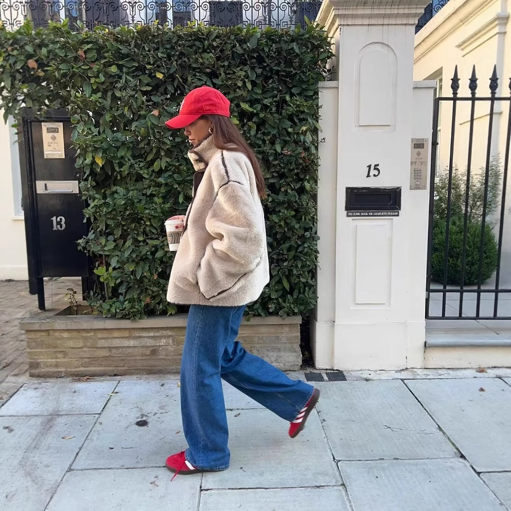 Casual Fur-lined Embroidered Fleece