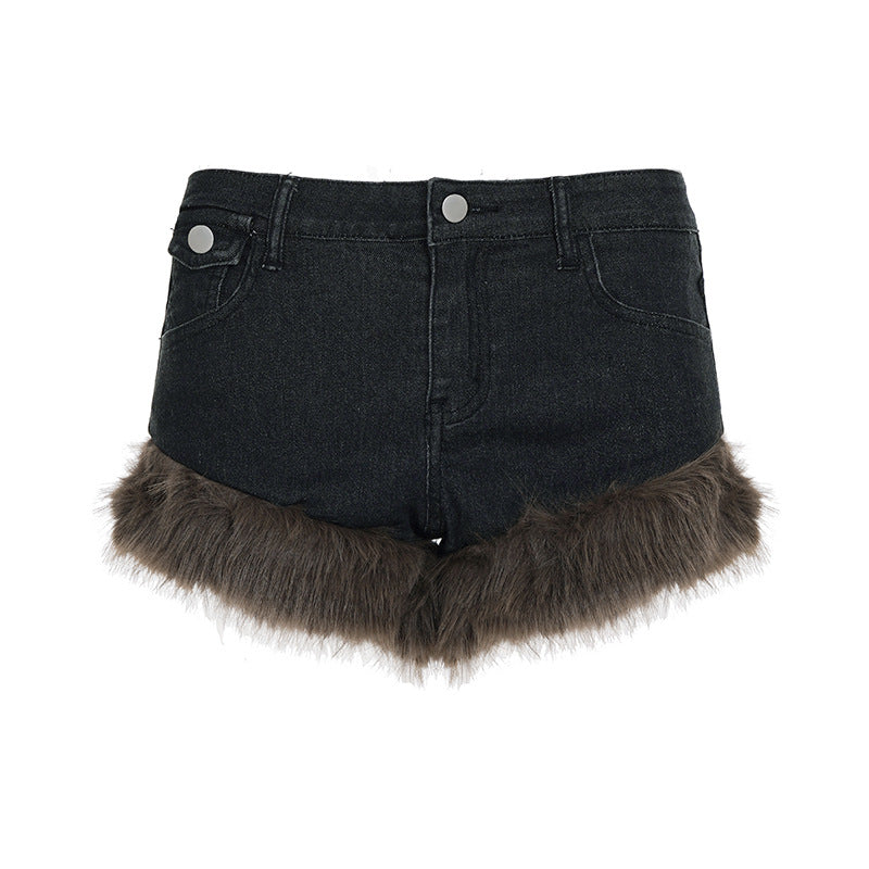 Cowboy patchwork versatile retro casual pants for women