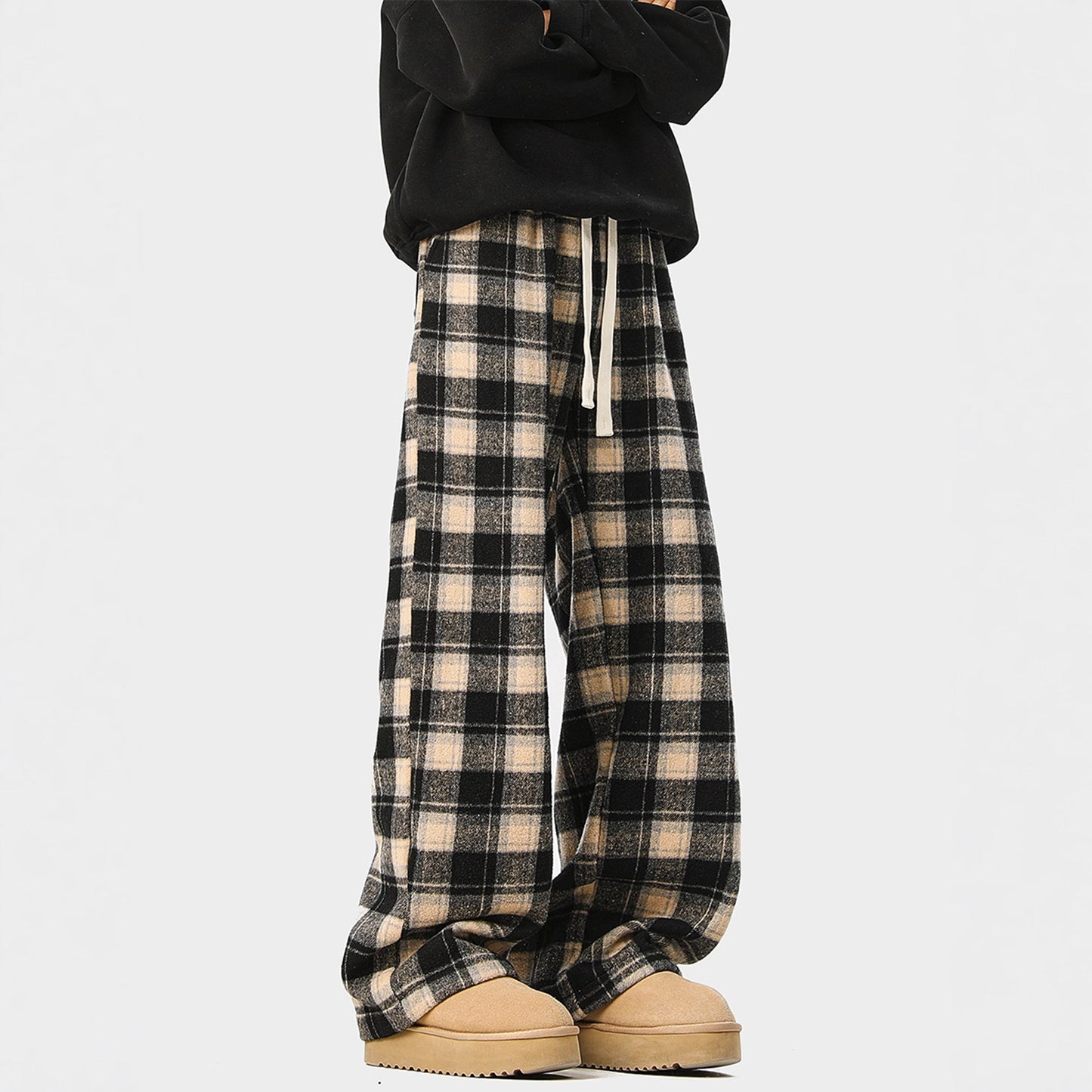 Casual Checked Drawstring Pants