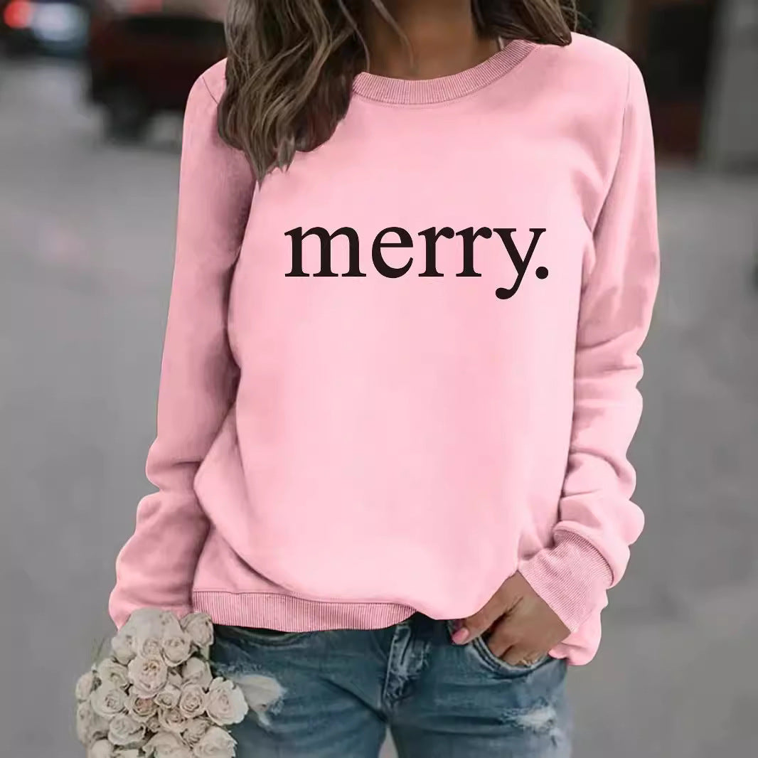 Round neck MERRY printed pullover sweatshirt