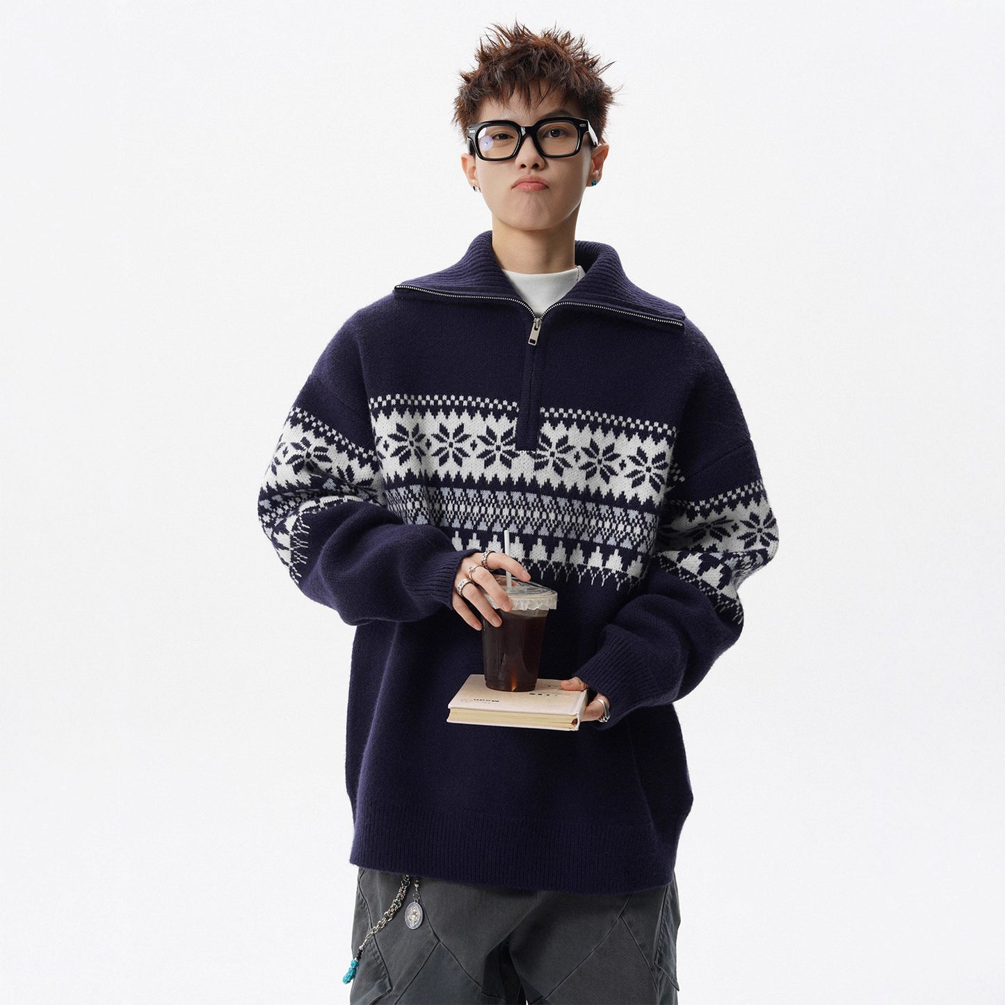 Style Fair Isle Knit Beige Sweater