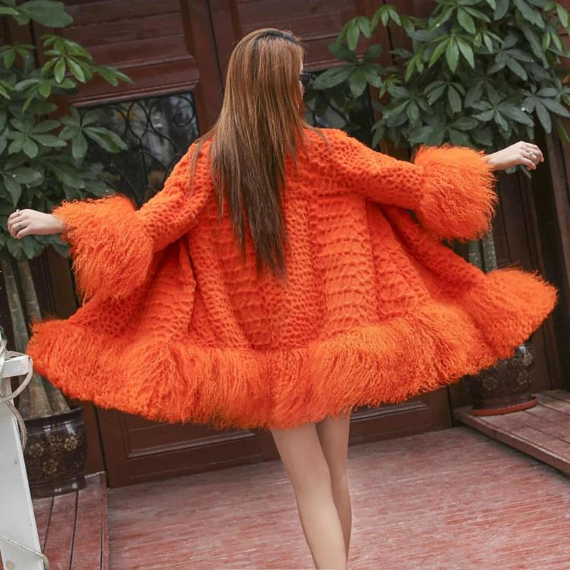 Mongolia Sheep fur sleeve jacket