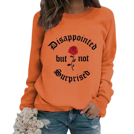 Disappointed rose print pullover sweatshirt