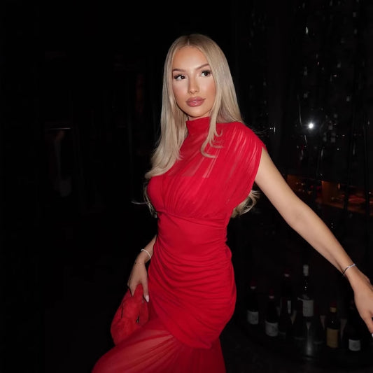 Chiffon Splicing Midi Dress