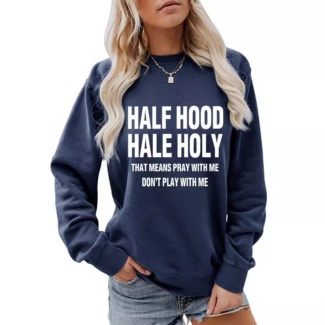 Hoodie round neck letter print