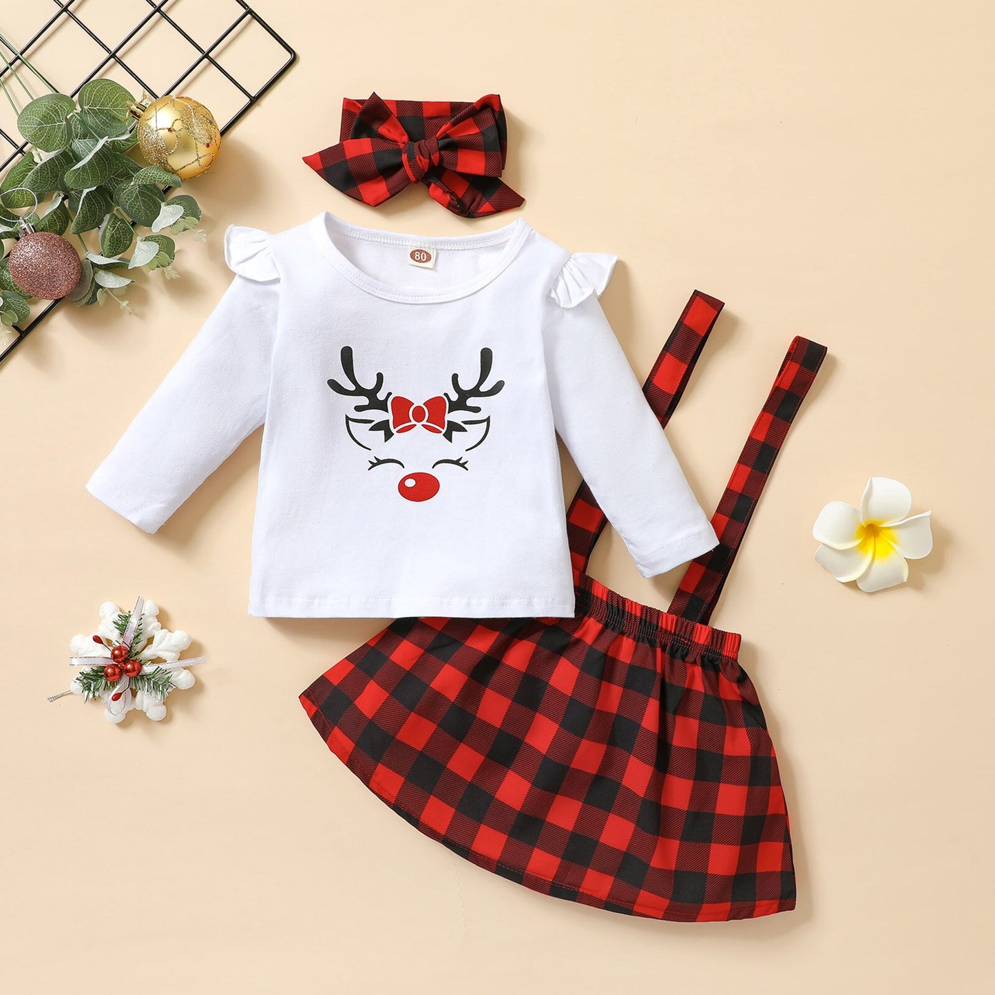 3Pcs Christmas Little Girls Outfit,