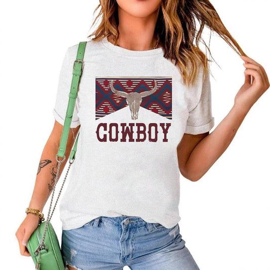 COWBOY pattern new short sleeved shirt