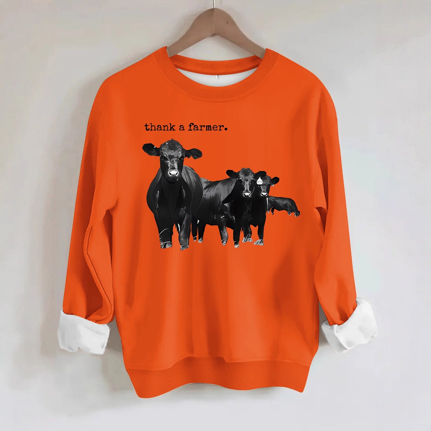Cowboy and letter printed long sleeved sweatshirt