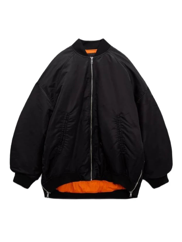 Women's O-Neck Loose Bomber Jacket