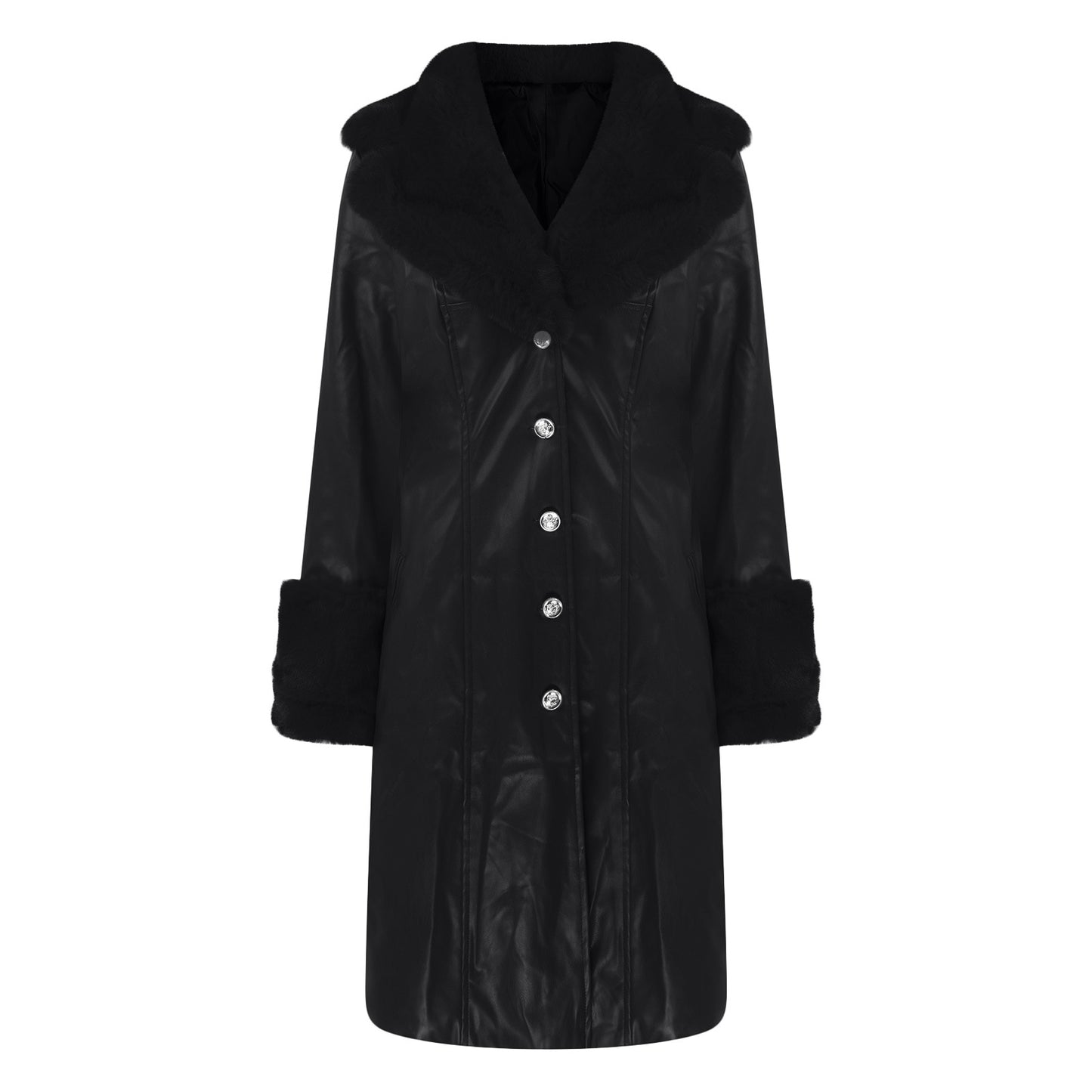 Splice Large Fur Collar Zipper Coat
