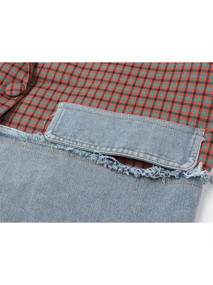 Women Plaid Patchwork Suit Jacket