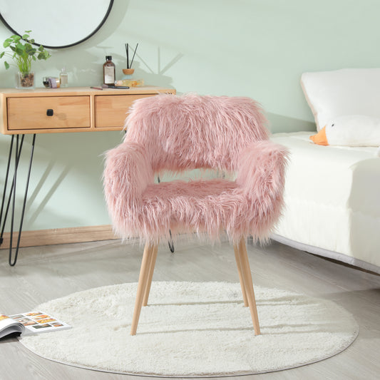 PINK Faux Fur Upholstered Make up chair