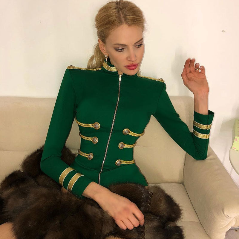 Elegant Long Sleeve Bandage Jacket