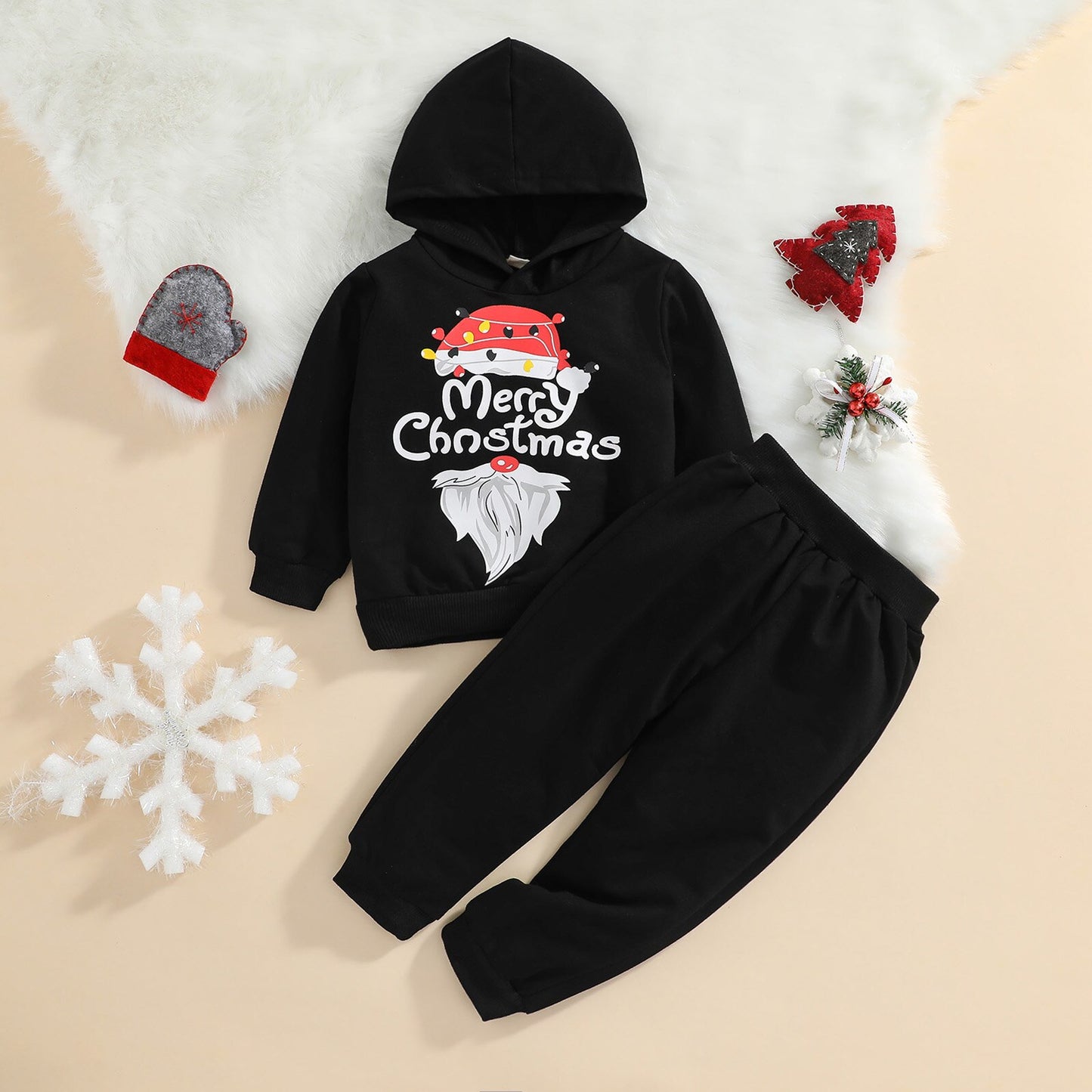 Christmas Hooded Sweater Set Baby Hooded Tops