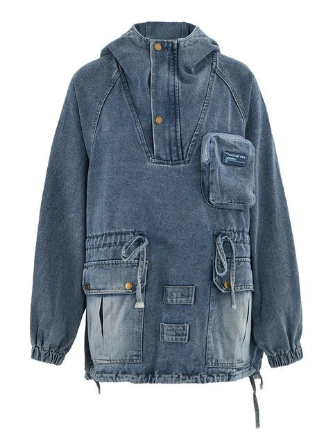 Patchwork Pockets Casual Denim Jackets