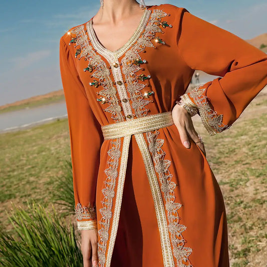 Orange Lace Stitch Dress