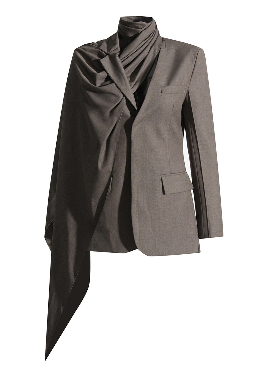 Solid Patchwork Scarf Blazers