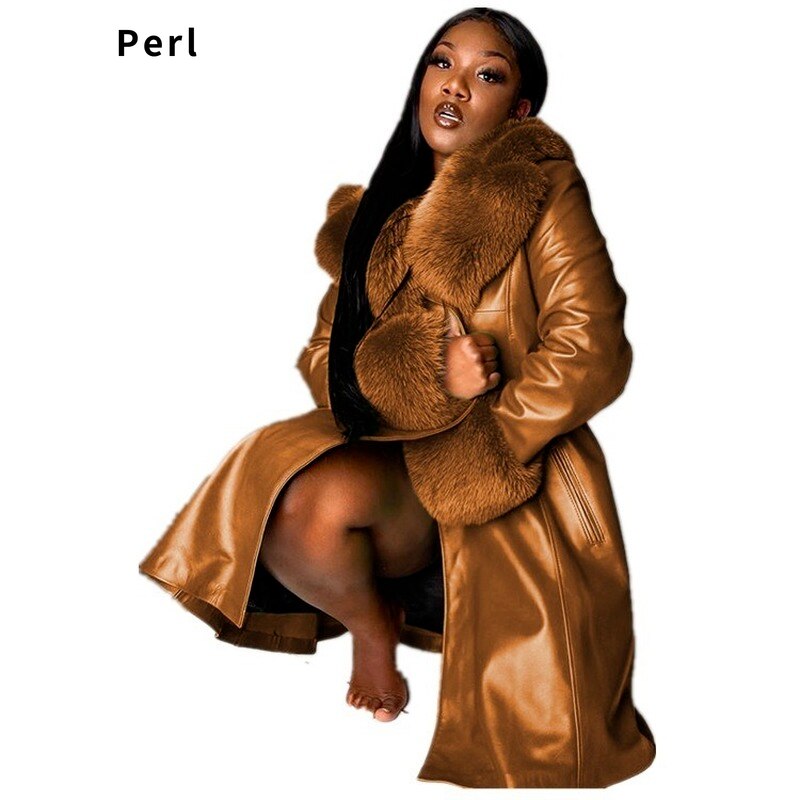 Splice Large Fur Collar Zipper Coat