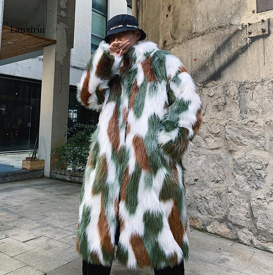 Flower Leather Fur Keep Warm Windbreak Coat