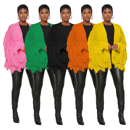 Winter Long Sleeve Knitted Shaggy Fluffy Loose Cardigan