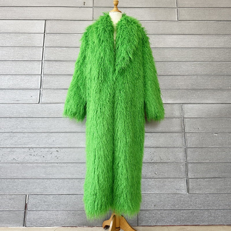 Imitation Fur Costume Lapel Artificial Wool Extended Coat