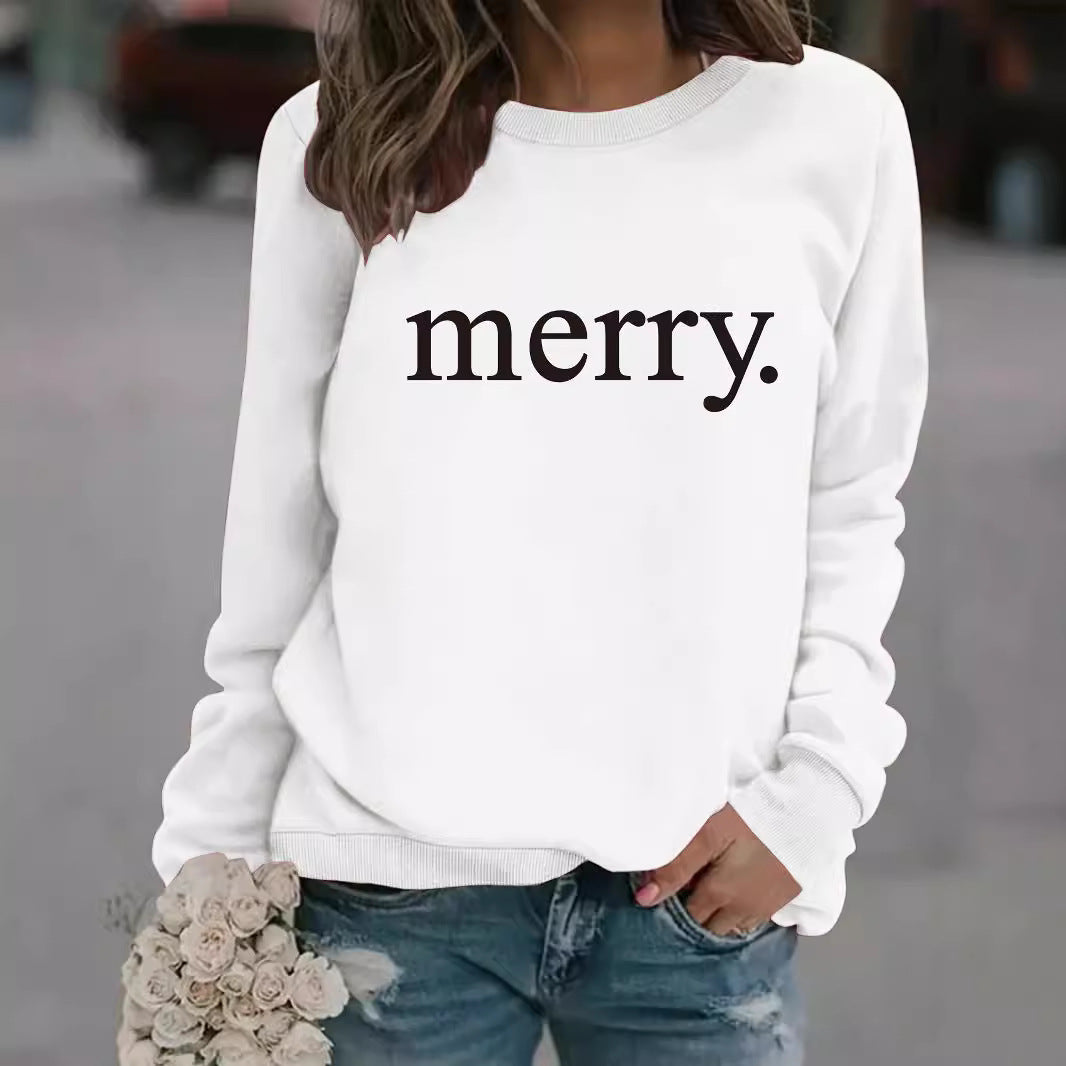 Round neck MERRY printed pullover sweatshirt