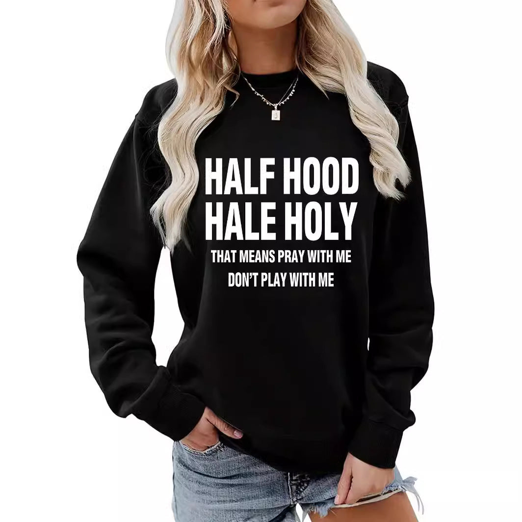 Hoodie round neck letter print