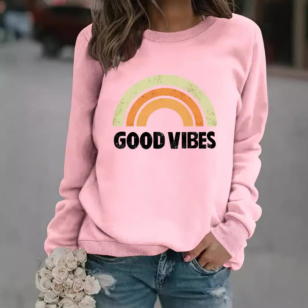 GOOD VIBES Printed Hooded Sweatshirt