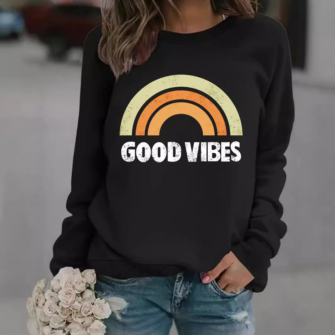 GOOD VIBES Printed Hooded Sweatshirt